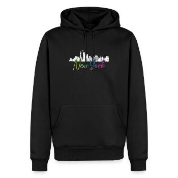 New York City NY NYC Skyline Geschenk - Männer Premium Bio Hoodie - Schwarz - Vorne - Nico (187cm)