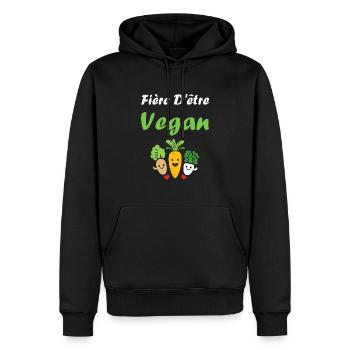 Légumes Humour je suis vegan - Sweat à capuche Premium bio Homme - noir - Devant - Nico (187cm)