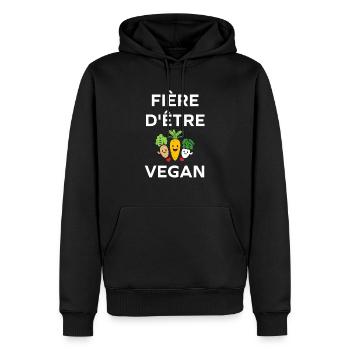 Légumes Humour je suis vegan - Sweat à capuche Premium bio Homme - noir - Devant - Nico (187cm)