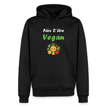 Légumes Humour je suis vegan - Sweat à capuche Premium bio Homme - noir - Devant - Nico (187cm)
