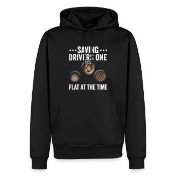 Reifen Kerl Mechaniker Platte Reifenmontiermaschine Reparatur Auto - Männer Premium Bio Hoodie - Schwarz - Vorne - Nico (187cm)