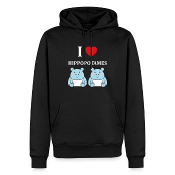 amour petit hippopotame - Sweat à capuche Premium bio Homme - noir - Devant - Nico (187cm)