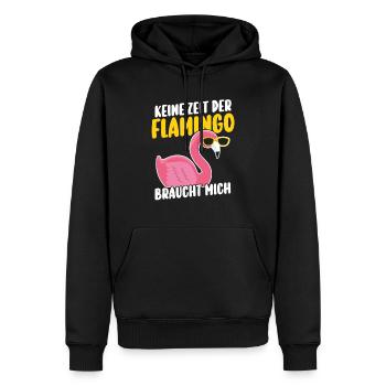 Keine Zeit der Flamingo braucht mich - Männer Premium Bio Hoodie - Schwarz - Vorne - Nico (187cm)