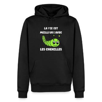 Chenilles insecte Amour petite chenille - Sweat à capuche Premium bio Homme - noir - Devant - Nico (187cm)
