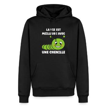 Chenilles insecte Amour petite chenille - Sweat à capuche Premium bio Homme - noir - Devant - Nico (187cm)