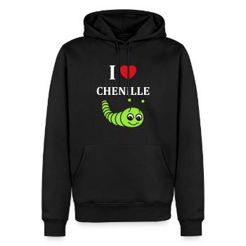 Chenilles insecte Amour petite chenille - Sweat à capuche Premium bio Homme - noir - Devant - Nico (187cm)