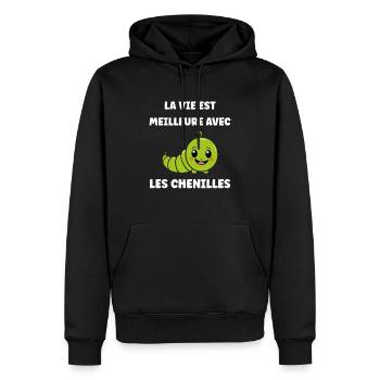 Chenilles insecte Amour petite chenille - Sweat à capuche Premium bio Homme - noir - Devant - Nico (187cm)