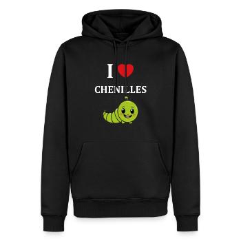 Chenilles insecte Amour petite chenille - Sweat à capuche Premium bio Homme - noir - Devant - Nico (187cm)