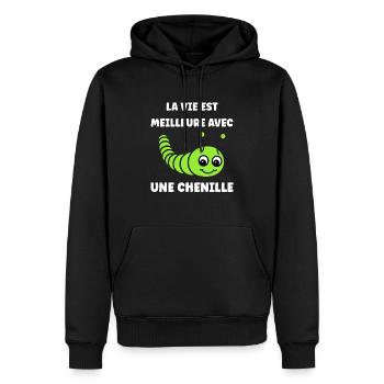 Chenilles insecte Amour petite chenille - Sweat à capuche Premium bio Homme - noir - Devant - Nico (187cm)