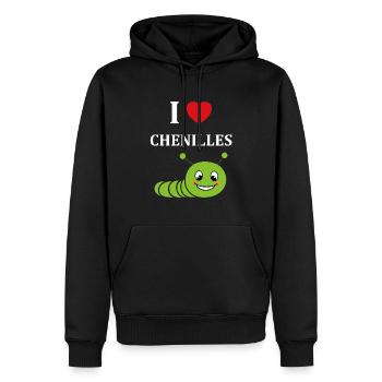 Chenilles insecte Amour petite chenille - Sweat à capuche Premium bio Homme - noir - Devant - Nico (187cm)