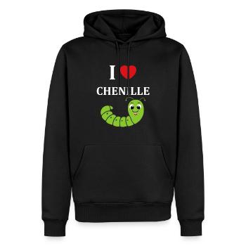 Chenilles insecte Amour petite chenille - Sweat à capuche Premium bio Homme - noir - Devant - Nico (187cm)