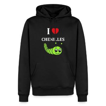 Chenilles insecte Amour petite chenille - Sweat à capuche Premium bio Homme - noir - Devant - Nico (187cm)