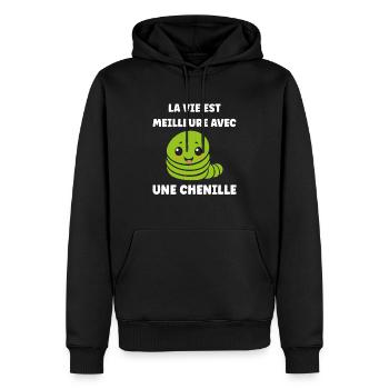 Chenilles insecte Amour petite chenille - Sweat à capuche Premium bio Homme - noir - Devant - Nico (187cm)
