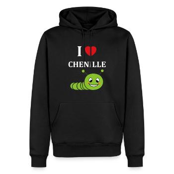 Chenilles insecte Amour petite chenille - Sweat à capuche Premium bio Homme - noir - Devant - Nico (187cm)