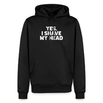 Lustige Glatze Männer Mann Zitat - Ja, ich rasiere meinen Kopf - Männer Premium Bio Hoodie - Schwarz - Vorne - Nico (187cm)