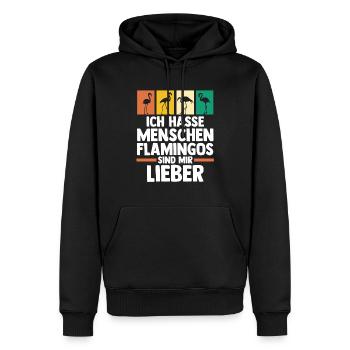 Ich hasse Menschen Flamingos sind mir lieber - Männer Premium Bio Hoodie - Schwarz - Vorne - Nico (187cm)