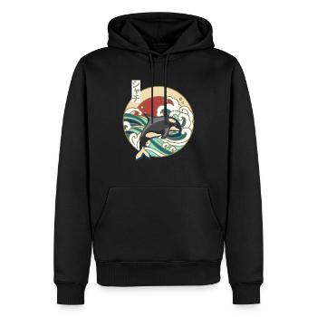 Retro Great Wave Japanese Killer Whale Orca - Männer Premium Bio Hoodie - Schwarz - Vorne - Nico (187cm)