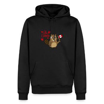 Bonne fête du Canada, drapeau canadien de la marmotte - Sweat à capuche Premium bio Homme - noir - Devant - Nico (187cm)