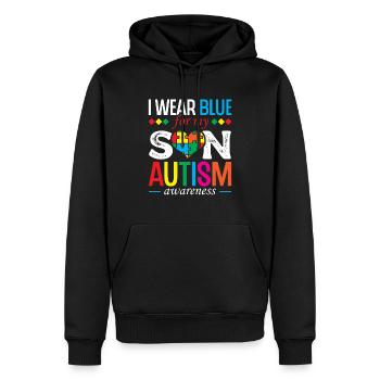 Ich Trage Blau Für Den Autismus-bewusstseinsmonat - Männer Premium Bio Hoodie - Schwarz - Vorne - Nico (187cm)