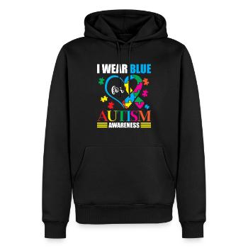 Ich Trage Blau Für Den Autismus-bewusstseinsmonat - Männer Premium Bio Hoodie - Schwarz - Vorne - Nico (187cm)