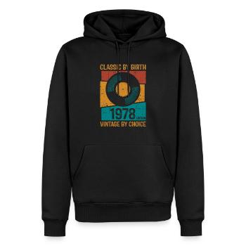 1978 Vintage vinyle classique naissance - Sweat à capuche Premium bio Homme - noir - Devant - Nico (187cm)
