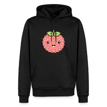 Fruchthumor kleine Litschi - Männer Premium Bio Hoodie - Schwarz - Vorne - Nico (187cm)