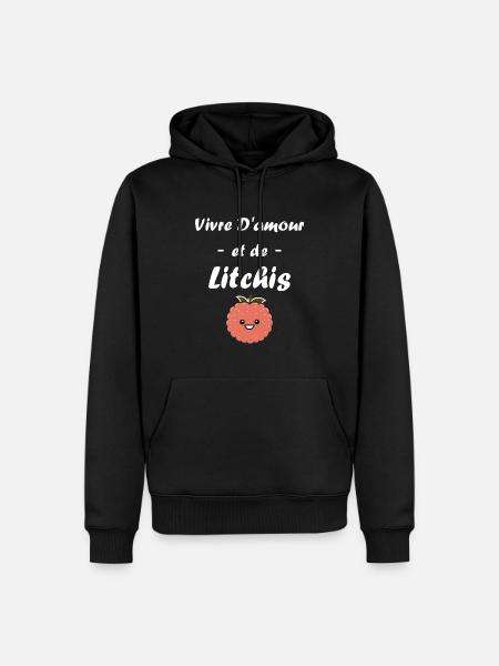 Fruit Humour petit litchi - Sweat à capuche Premium bio Homme - noir