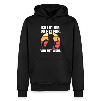 Hund Ich Mit Dir Du Mit Mir Wir Mit Wein - Männer Premium Bio Hoodie - Schwarz - Vorne - Nico (187cm)