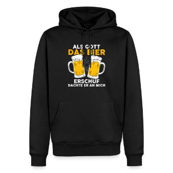 Als Gott Bier Erschuf Dachte Er An Mich - Männer Premium Bio Hoodie - Schwarz - Vorne - Nico (187cm)