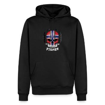 Fischer Angler in Norwegen - Männer Premium Bio Hoodie - Schwarz - Vorne - Nico (187cm)
