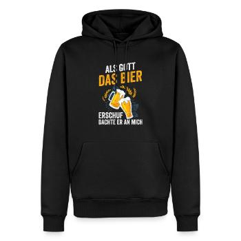Als Gott Bier Erschuf Dachte Er An Mich - Männer Premium Bio Hoodie - Schwarz - Vorne - Nico (187cm)