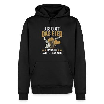 Als Gott Bier Erschuf Dachte Er An Mich - Männer Premium Bio Hoodie - Schwarz - Vorne - Nico (187cm)