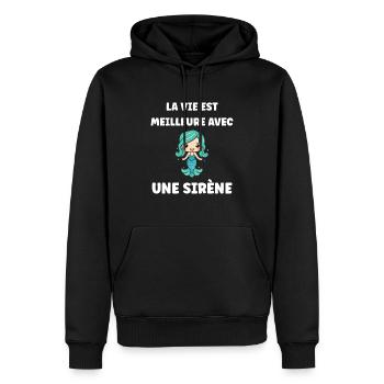Humour petite sirène - Sweat à capuche Premium bio Homme - noir - Devant - Nico (187cm)