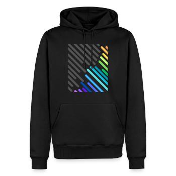 Rayures grises colorées - Sweat à capuche Premium bio Homme - noir - Devant - Nico (187cm)