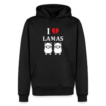 Humour mignon petit lama - Sweat à capuche Premium bio Homme - noir - Devant - Nico (187cm)