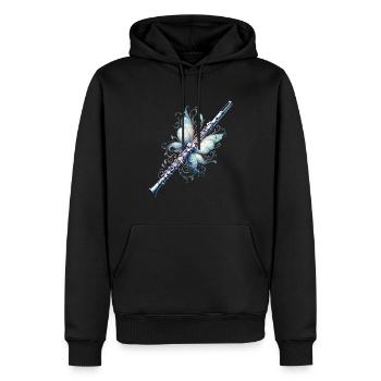 Flöte mit einem eleganten, mystischen Feenthema - Männer Premium Bio Hoodie - Schwarz - Vorne - Nico (187cm)