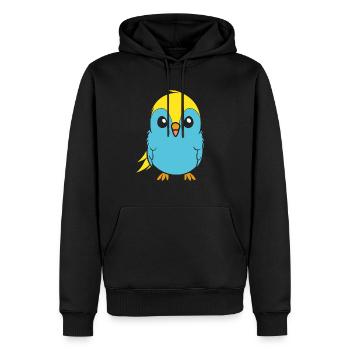 Mignonne petite perruche - Sweat à capuche Premium bio Homme - noir - Devant - Nico (187cm)