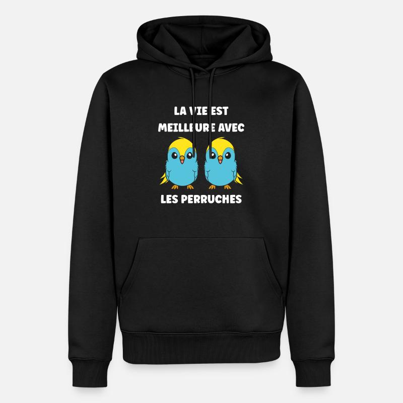 Oiseaux perruches humour petite perruche - Sweat à capuche Premium bio Homme - noir