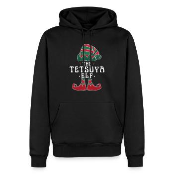 Tetsuya elfe famille Match groupe papa Noël - Sweat à capuche Premium bio Homme - noir - Devant - Nico (187cm)