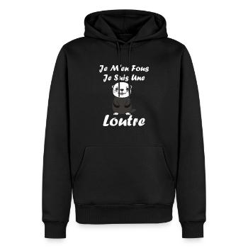 Humour petite loutre - Sweat à capuche Premium bio Homme - noir - Devant - Nico (187cm)