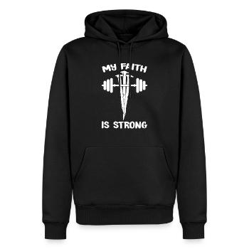 Nagelkreuz Mein Glaube ist stark Jesus 1 Kreuz 3 - Männer Premium Bio Hoodie - Schwarz - Vorne - Nico (187cm)