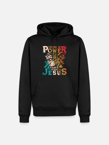 Kraft i Jesu navn Vintage 1 Cross 3 - Ekologisk premiumluvtröja herr - svart