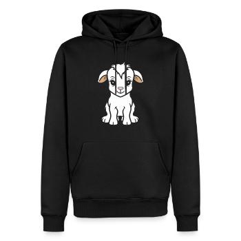 Citation humour petite chèvre - Sweat à capuche Premium bio Homme - noir - Devant - Nico (187cm)