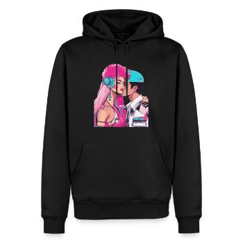 L’amour de l’anime est sans limite - Sweat à capuche Premium bio Homme - noir - Devant - Nico (187cm)
