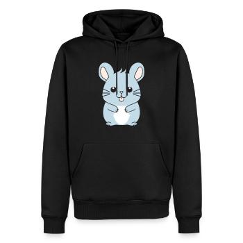 Petit chinchilla mignon - Sweat à capuche Premium bio Homme - noir - Devant - Nico (187cm)