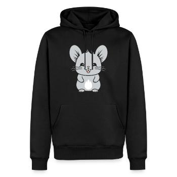 Petit chinchilla mignon - Sweat à capuche Premium bio Homme - noir - Devant - Nico (187cm)