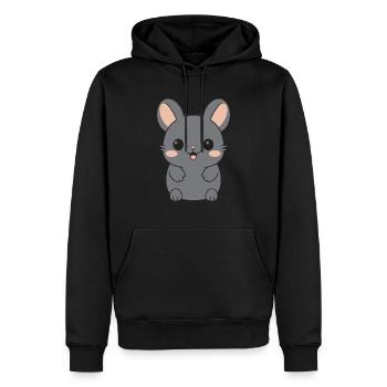 Petit chinchilla mignon - Sweat à capuche Premium bio Homme - noir - Devant - Nico (187cm)