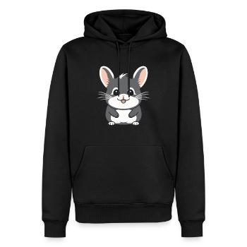 Petit chinchilla mignon - Sweat à capuche Premium bio Homme - noir - Devant - Nico (187cm)