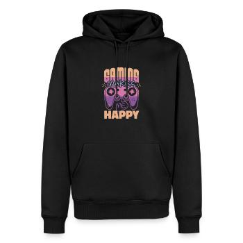 Mantra du joueur joyeux - Sweat à capuche Premium bio Homme - noir - Devant - Nico (187cm)