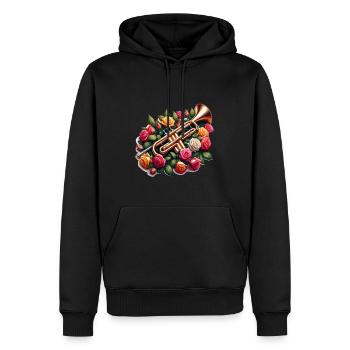 Trumpet surrounded by roses - Men’s Premium Organic Hoodie - black - Front - Nico (187cm)